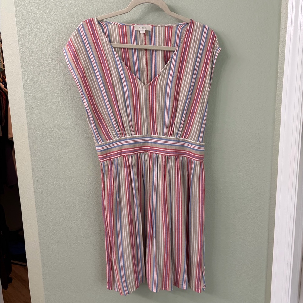 Loft Outlet Colorful Striped V-Neck Mini Dress